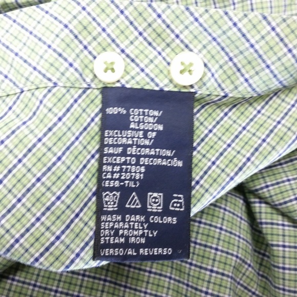 Tommy Hilfiger Plaid Shirt Green 80s 2 Ply Preppy - Picture 7 of 7